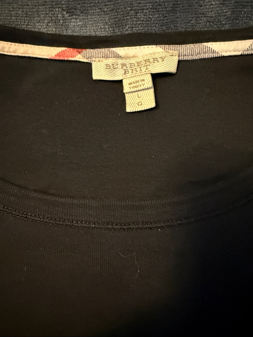Burberry Black Long-Sleeve Tee with Signature Check Cuff Detail - Picture 2 of 6